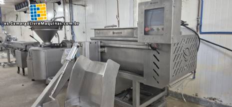 Mezcladora de paletas de acero inoxidable con 2 ejes Montemil MTM 500 para carnes, embutidos, alimentos para mascotas y pasta.